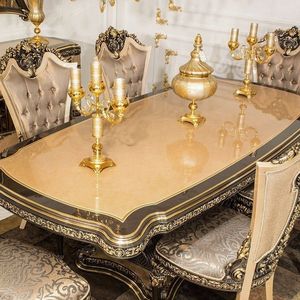 Ensemble de salle à manger d'hôtel de style européen antique, table et chaises en bois massif sculptées à la main, mobilier de palais classique, collection de 6 pièces - Product Image 5