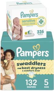 Couches jetables Pampers Swaddlers taille 5, 132 couches avec lingettes pour bébé à base d'eau Sensitive, 4 paquets Pop-Top (336 couches) - Product Image 6