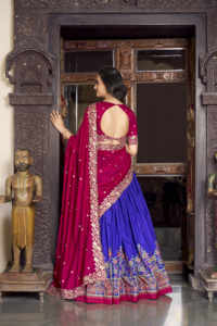Élégant Foil Print Tasar Silk Lehenga avec Sequins Embroidery Blouse Dupatta et peut coudre pour B2B Global Traders - Product Image 2