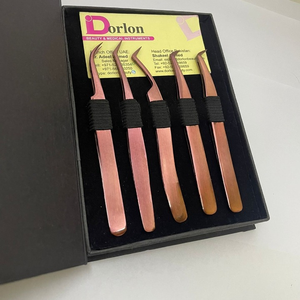 Dorlon Pince à épiler d'extension de cils en acier inoxydable or rose de meilleure qualité Conception durable certifiée CE ISO Laser gratuit - Product Image 2