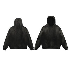 Sweat à capuche d'hiver pour homme de haute qualité, 100% coton, motif délavé au soleil, impression numérique, broderie, logo zippé, 300g, coupe classique - Product Image 6