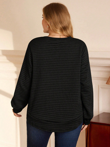 Sudadera de mujer personalizada, Sudadera de punto de color sólido de gofre, tejido de gofre grueso y cálido para mujer - Product Image 2