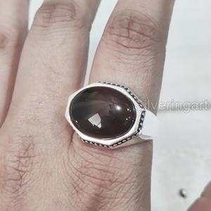 Grossiste Bague pour homme Quartz fumé naturel Pierre précieuse Bague de naissance d'avril Toutes tailles Bijoux fins arabes Bague en argent sterling 925 - Product Image 1