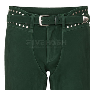 Pantalones de montar de cuero de gamuza estilo western con costuras duraderas y ajuste cómodo - Product Image 5