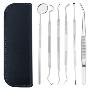 Ensemble d'instruments dentaires manuels réutilisables de qualité supérieure avec étui de transport, outils professionnels pour l'examen buccal - Product Image 1