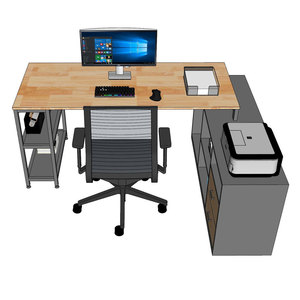 Contemporary Executive Desk with Rubber Wood Cabinet and Iron Legs TK102 <b>Office</b> <b>Computer</b> Table for Bedroom Use - Product Image 2