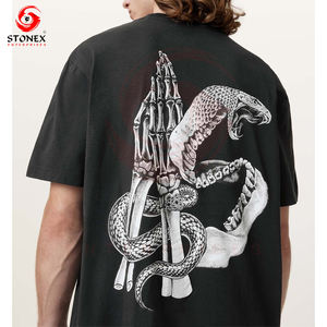 เสื้อยืดผู้ชายยาวโอเวอร์ไซส์แนววินเทจผ้าคอตตอน100% ซักได้หรูหราไม่มีลายกำหนดเอง - Product Image 2