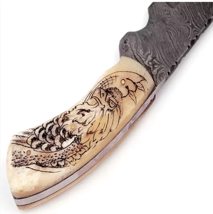 Couteau de chasse en acier Damas de haute qualité, nouvelle mode 2025, manche en os, camping, OEM PRESTIGE BLADES, couteau à pointe tombante personnalisé - Product Image 3