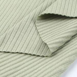 Tissu tricoté côtelé en polyester spandex coloré et écologique, couleur unie, 230 g/m² 2x2, pour filles, vente en gros - Product Image 3