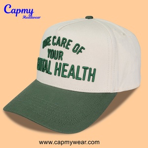 Mũ lưỡi trai 5 tấm khung A 100% cotton tùy chỉnh, thêu logo màu xanh lá, mũ bóng chày khung A, mũ thể thao nam, mũ khung A - Product Image 2