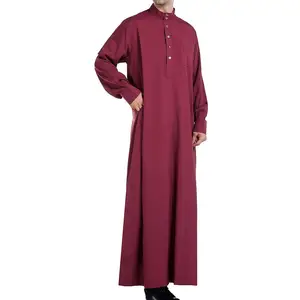 批发价格的男士Thobe Jubba穆斯林连衣裙的顶级供应商 | 热卖涤纶纯色长袖Thobe