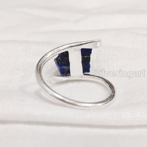 Anillo de Piedra Natural para Mujer, Anillo de Plata de Ley 925 con Cruz de Lapislázuli, Joyería Navideña - Product Image 5