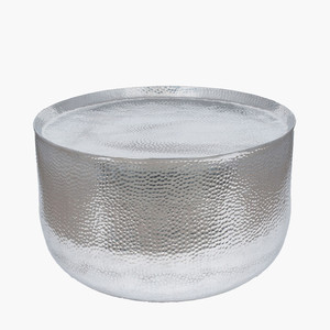 Table en fonte d'aluminium finition nickel brut avec trois pieds également disponible en miroir polonais Home Metal Furniture - Product Image 3
