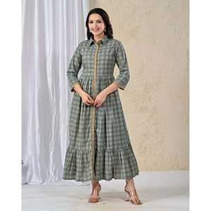 Vestido Largo Estampado de Algodón Verde Mar, Talla Única, Estilo Casual Elegante y Moderno, Natural y Transpirable para Usar en Fiestas Diurnas, 5XL - Product Image 3