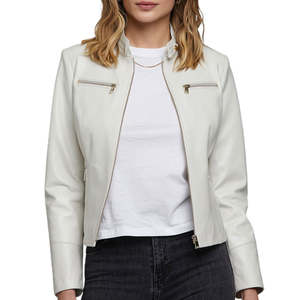 Veste en cuir pour femmes de haute qualité, vente en gros, design personnalisé, manches longues, respirante, streetwear, OEM - Product Image 1