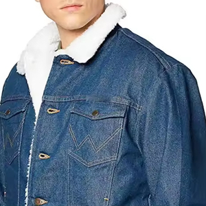 Chaqueta vaquera de mezclilla para hombre, ropa de fiesta de moda callejera con cuello levantado y decoración con patrón de forro de piel - Product Image 4