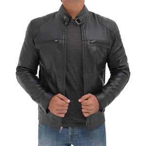 Vestes Slim en cuir enduit pour hommes avec col montant, design à capuche, style de rue personnalisé - Product Image 5