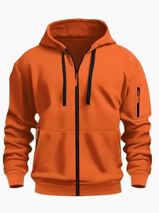 Nouveau style pour sweat à capuche zippé pour homme avec poche kangourou, manteau de couleur unie, style automne et hiver, sport décontracté, doublé polaire - Product Image 6