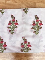Kain Katun Murni Premium Cetak Tangan dengan Motif Buti Bunga dan Daun Hijau Ramah Lingkungan Cepat Kering untuk Tas dan Kemeja