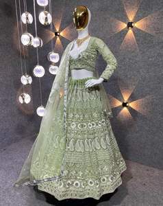 ชุดเย็บปักถักร้อยมารยาทใหม่ล่าสุด,ชุดเย็บปักถักร้อยและ Zari Work Lehenga Choli กับผู้ผลิตโรงงานขายส่ง Dupatta - Product Image 6