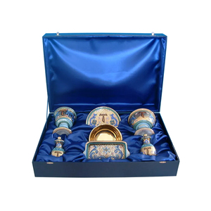 Artículos religiosos de cerámica hechos a mano de alta calidad, ciborium pintado a mano con oro puro y diseño de mosaico - Product Image 2