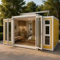 Maison conteneur extensible de 10 pieds, préfabriquée, modulaire, pliable, portable, pour bureau de chantier ou habitation, jaune doré chaud