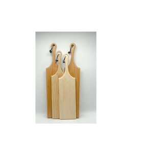 Large Rustic Wooden <b>Paddle</b> Chopping Board Elongated <b>Pizza</b> Peel Serving Platter with Hanging Leather Strap Decorative Kitchenware - Product Image 2