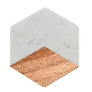 Handmade Wholesale decorative Natural wooden marble <b>coaster</b> wooden <b>coasters</b> white black wooden marble <b>coaster</b> - Product Image 4