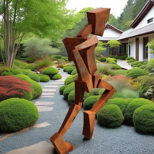 Scultura antica in metallo per strada in acciaio Corten Robot astratto uomo decorazione per la casa arte antica - Product Image 1