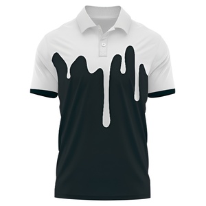 Chemises polo pour hommes en gros avec impression fluide abstraite unique, tissu de qualité supérieure, manches courtes, polo personnalisé, fabrication en gros - Product Image 1