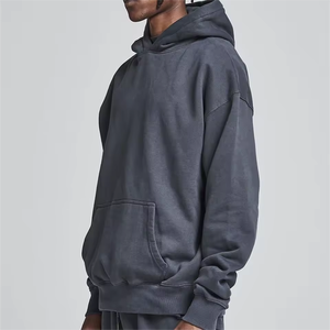 Personnalisé votre marque Streetwear sweat à capuche gris lavé lourd lavage à l'acide sweat à capuche surdimensionné Vintage hommes poids lourd sweats à capuche en éponge française - Product Image 2