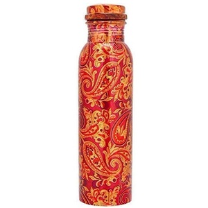 Premium Lightweight Floral Printed Copper <b>Metal</b> <b>Water</b> <b>Bottle</b>, Eco-Friendly <b>Metal</b> Drinkware for Home and Office Use - Product Image 6