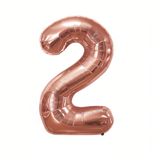 Palloncino Numero 2 in Foil Oro Rosa 80cm, Riempibile con Elio, Decorazione per Feste - Product Image 2