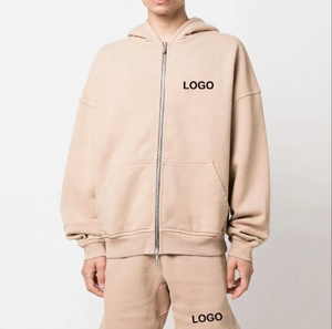 Sweat-shirt à capuche zippé épais en molleton de coton personnalisé OEM pour hommes et femmes, streetwear décontracté, logo zippé - Product Image 1