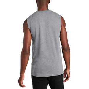 2025 venta al por mayor última alta calidad Color liso logotipo personalizado tela Spandex algodón hombres cuello redondo Camiseta sin mangas para hombres - Product Image 6
