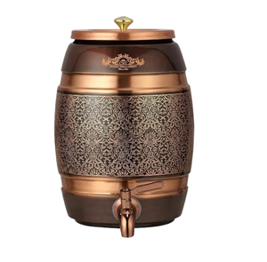 Dispensador de agua de cobre hecho a mano elegante diseño a prueba de fugas con tapa y grifo para uso doméstico y en la cocina - Product Image 6