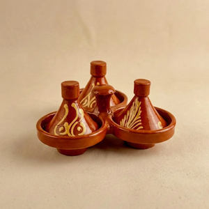 Juego de 3 Piezas de Utensilios de Cocina de Cerámica Esmaltada, Estilo Clásico Marroquí, Hecho a Mano, Sin Plomo, de Terracota, con Tapa, para Tajín de Especias, con Certificación EEC - Product Image 1
