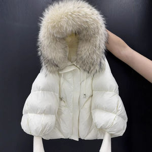 Luxury <b>Summer</b> Mens Long Front Logo Fur Hooded Cotton Filled Puffer Jacket <b>Thin</b> Windproof Outdoor - Product Image 1