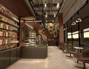 Comptoir de bar à café industriel personnalisé, dessus en pierre noire mate, comptoir de caisse moderne pour boulangerie, pour <span class=keywords><strong>restaurant</strong></span> - Product Image 2