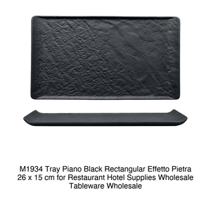ถาด M1934 สีดำเปียโน รูปทรงสี่เหลี่ยมผืนผ้า ลายหินอ่อน ขนาด 26 x 15 ซม. สำหรับร้านอาหาร โรงแรม ขายส่งอุปกรณ์บนโต๊ะอาหาร - Product Image 2