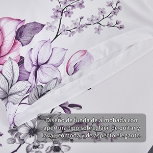 Ensemble de housse de couette florale 3 pièces 100 % coton avec drap-housse et taies d'oreiller lavables (100TC) - Product Image 6