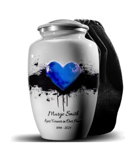 Urnes pour cendres humaines Crémation funéraire pour cendres pour femmes et hommes Urnes décoratives Urne coeur bleu Taille personnalisée - Product Image 1