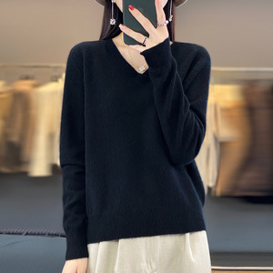 เสื้อสเวตเตอร์คอวีไซส์ใหญ่สำหรับผู้หญิง ฤดูหนาว/ฤดูใบไม้ร่วง สไตล์ลำลอง ประดับเลื่อม ปักลายลูกไม้ สำหรับวัยรุ่น - Product Image 5