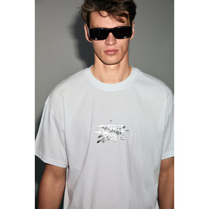 GRIMELANGE MORGES เสื้อยืดคอกลมผ้าฝ้ายออร์แกนิก 100% สำหรับผู้ชาย พิมพ์ลายซิลิโคน ทรงปกติ - Product Image 1