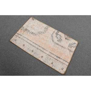 Alfombra Turca de 1.8x2.9 pies, Alfombra Pequeña Vintage, Alfombra Blanca con Diseño de Camuflaje Marrón - Product Image 2