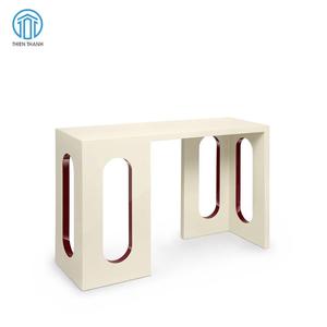 Table console minimaliste moderne, couleur crème, table d'appoint en bois pour salon, entrée, fabriquée au Vietnam - Product Image 1