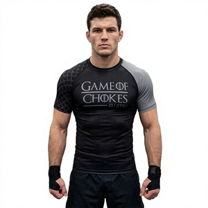 Maillot de compression pour homme avec logo personnalisé OEM, impression par sublimation intégrale, protection UV, manches longues, pour grappling, MMA et combat. - Product Image 1