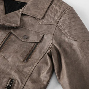 Chaqueta de cuero con estilo de invierno y otoño de calidad superior Chaqueta de estilo motorista clásico de cuero de piel de cordero genuino - Product Image 4