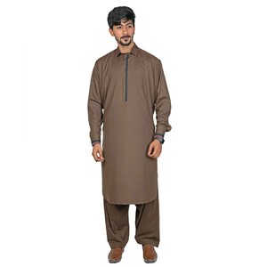 Respirant musulman hommes été 100% coton Shalwar Kameez nouvelle mode à manches longues conception simple - Product Image 5