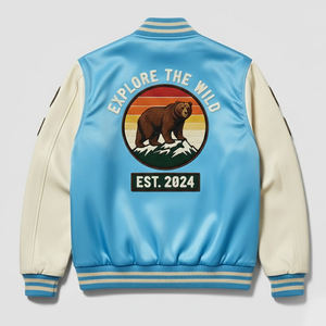 Fournisseurs directs d'usine, veste universitaire en satin pour hommes, produit très vendu, veste de baseball en broderie chenille pour homme - Product Image 2